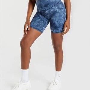 Gymshark Navy Patterned Bike Shorts